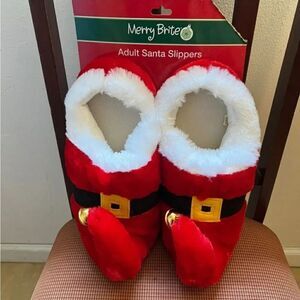 NWT Merry Brite Santa Jingle Bell Slippers Adult Sz 7-8